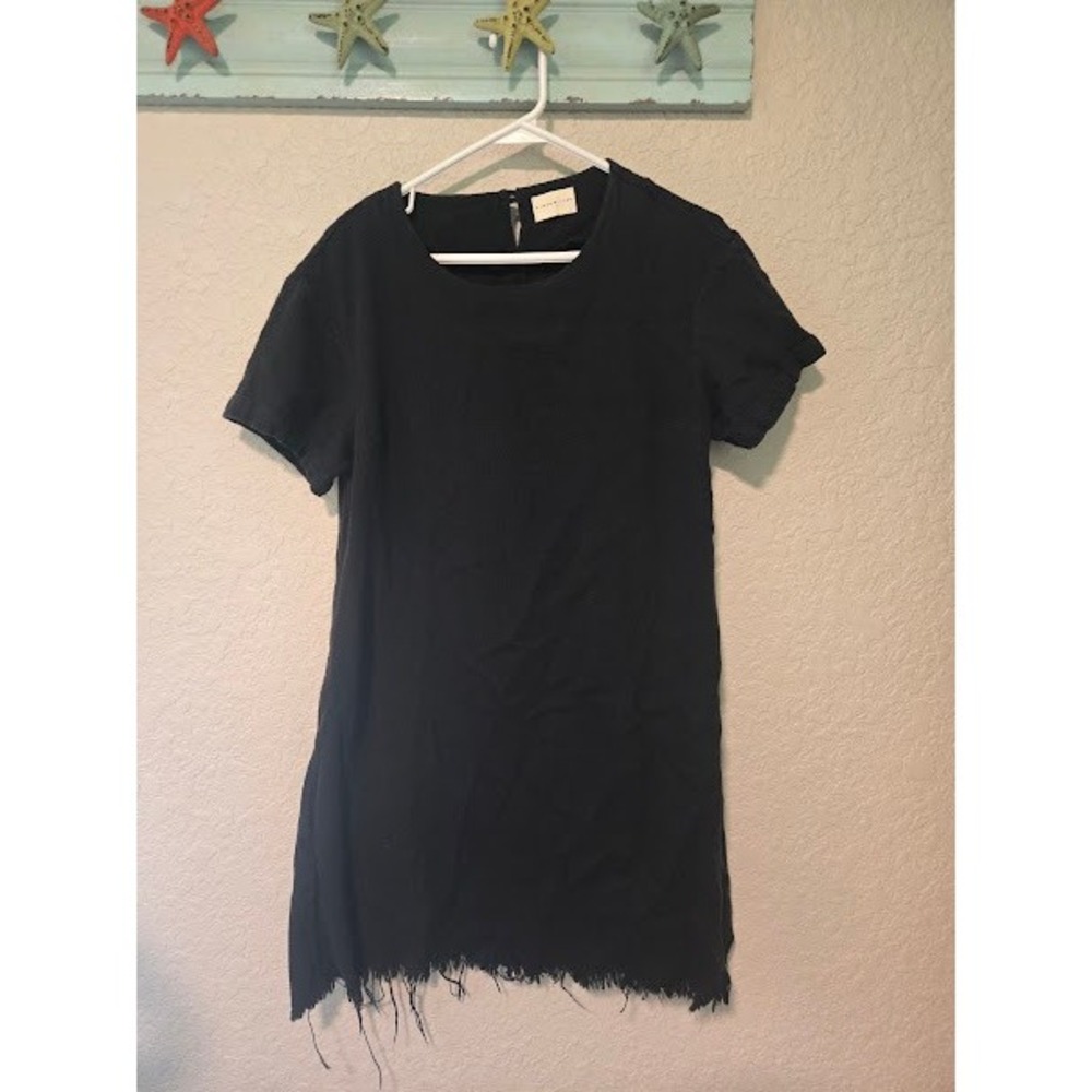 Simon Miller Black Cotton Dress with Raw Hem‎ Bottom